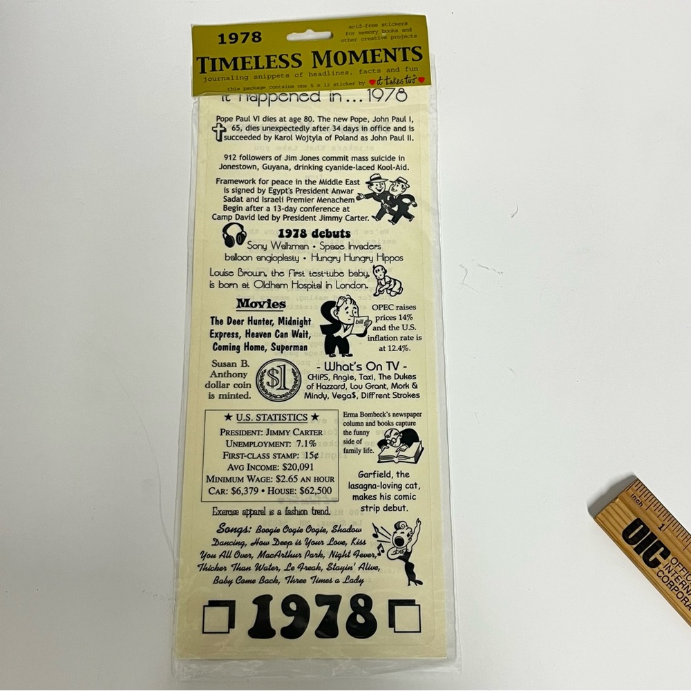 1978 timeless moments sticker sheet journaling snippets headlines facts scrapboo